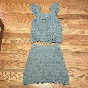 Haute Hippie Kids Teal Knit Dress Set